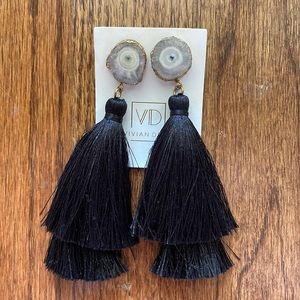 Vivian Drew black tassel earrings